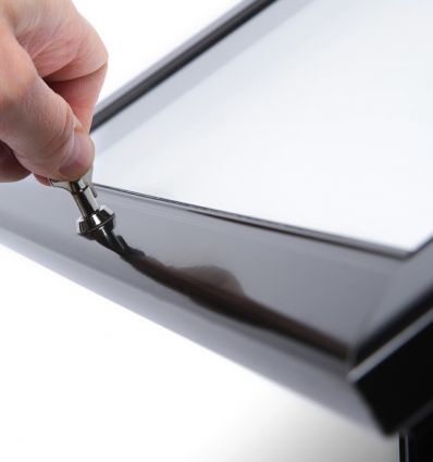 Porte menu sur pied en alu noir 2 x A4