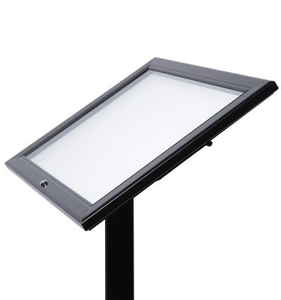 Porte menu sur pied en alu noir 2 x A4