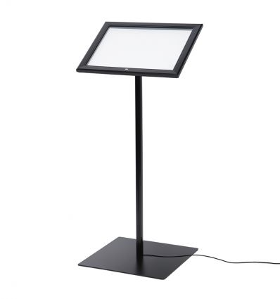 Porte menu sur pied en alu noir 2 x A4