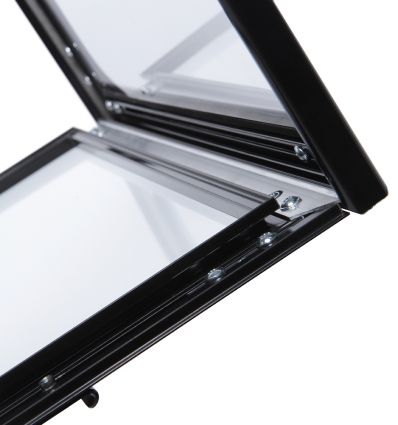 Porte menu sur pied en alu noir 2 x A4