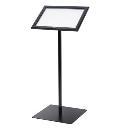 Porte menu sur pied en alu noir 2 x A4