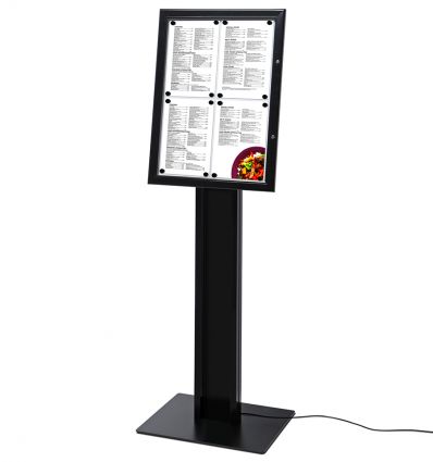 Porte menu sur pied en alu noir design 4 x A4