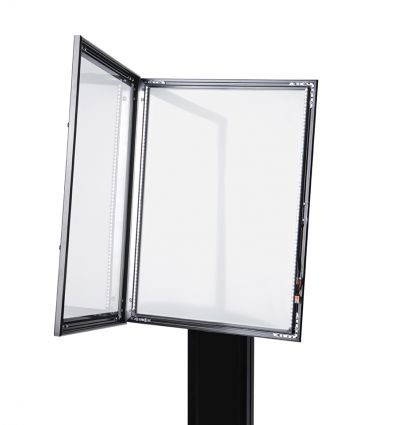 Porte menu sur pied en alu noir design 4 x A4