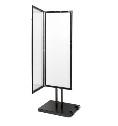 Porte menu sur pied en alu noir 8 x A4