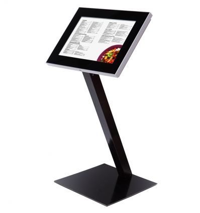 Porte menu sur pied en alu noir premium