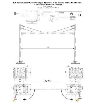 Portique pivotant à pieds rotatifs
