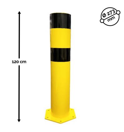 Poteau de protection jaune et noir en acier Ø 273 mm