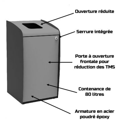 Poubelle de tri sélectif 80 litres