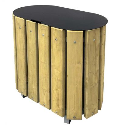 Poubelle de tri sélectif en bois double compartiments