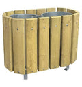 Poubelle de tri sélectif en bois double compartiments