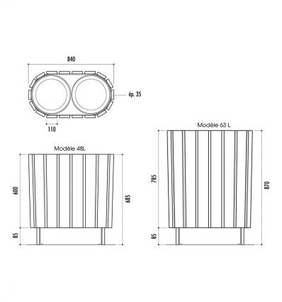 Poubelle de tri sélectif en bois double compartiments
