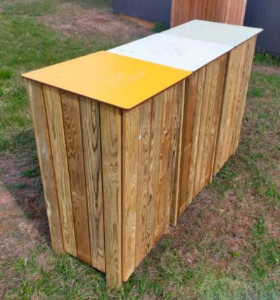 Poubelle de tri en bois 2 ou 3 flux