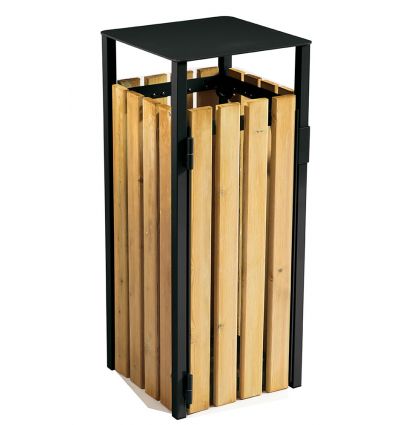 Poubelle en Bois et en Acier avec cendrier