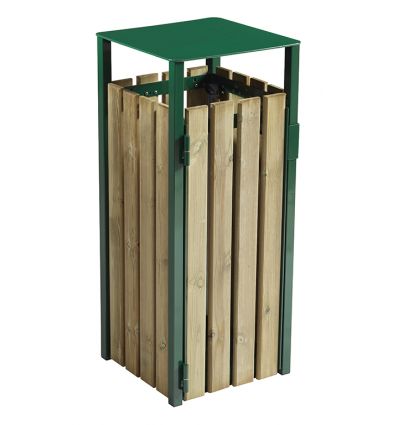 Poubelle en Bois et en Acier avec cendrier