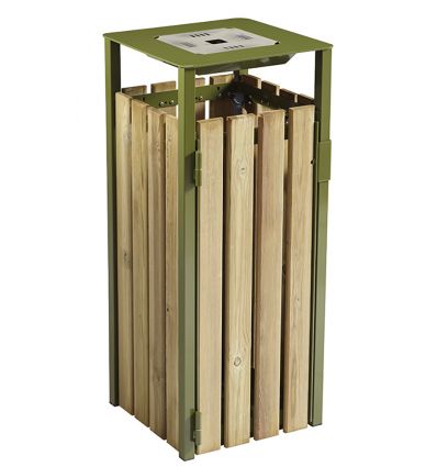 Poubelle en Bois et en Acier avec cendrier
