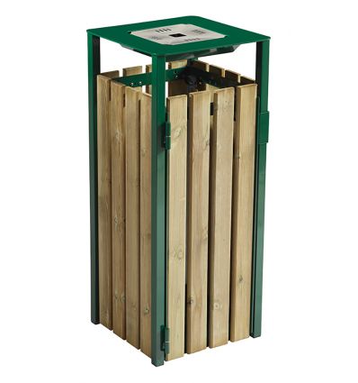 Poubelle en Bois et en Acier avec cendrier
