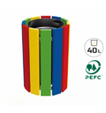 Poubelle en bois multicolore spéciale école