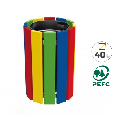 Poubelle en bois multicolore spéciale école