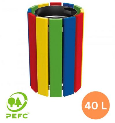 Poubelle en bois multicolore spéciale école