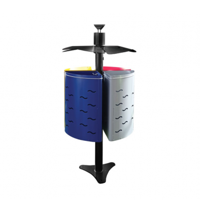 Poubelle extérieur pour tri sélectif en acier 3 ou 4 flux
