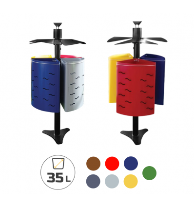 Poubelle extérieur pour tri sélectif en acier 3 ou 4 flux