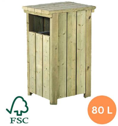 Poubelle extérieure en bois 80 litres