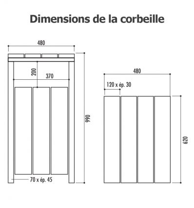 Poubelle extérieure en bois 80 litres