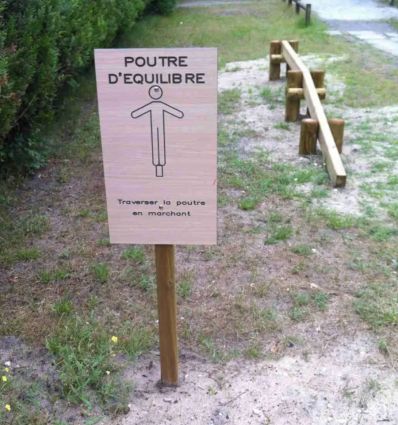 Poutre d'équilibre en bois - Parcours de Santé