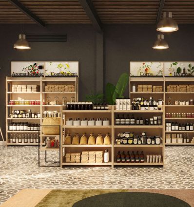 Présentoir pharmacie en bois