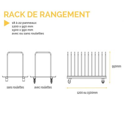 Rack de rangement pour panneaux - 18 à 22 panneaux
