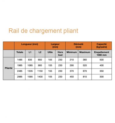 Rampe de chargement pliable avec rebords 350 à 700 kg