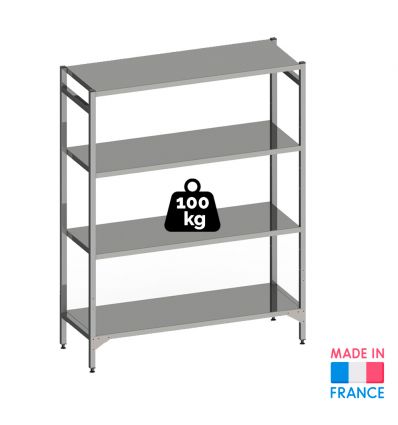 Rayonnage alimentaire inox modulable en angle ou linéaire