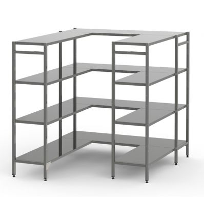 Rayonnage alimentaire inox modulable en angle ou linéaire