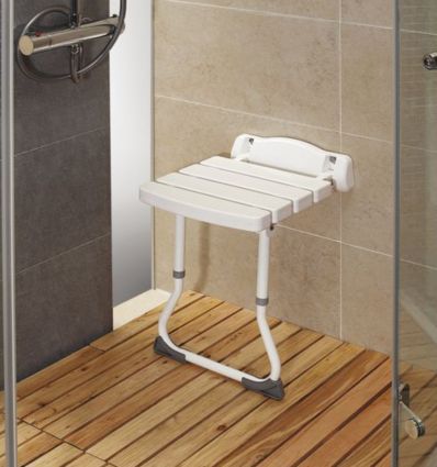 Siège de douche escamotable avec bequille
