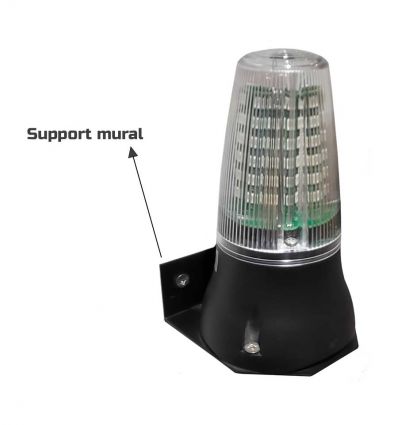 Support mural pour balise lumineuse et avertisseur combiné