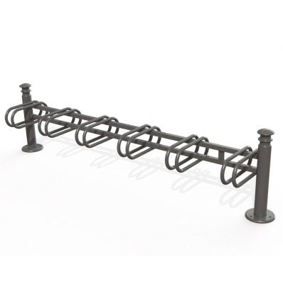 Ratelier 6 vélos pommeaux décoratifs en acier