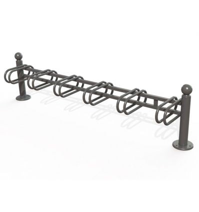 Ratelier 6 vélos pommeaux décoratifs en acier