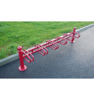 Ratelier 6 vélos pommeaux décoratifs en acier