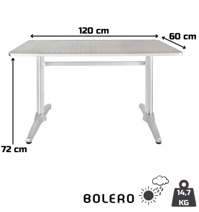 Table bistrot aluminium rectangulaire extérieur