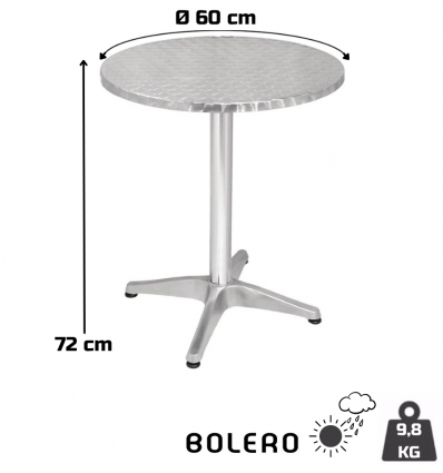 Table bistrot aluminium ronde extérieur