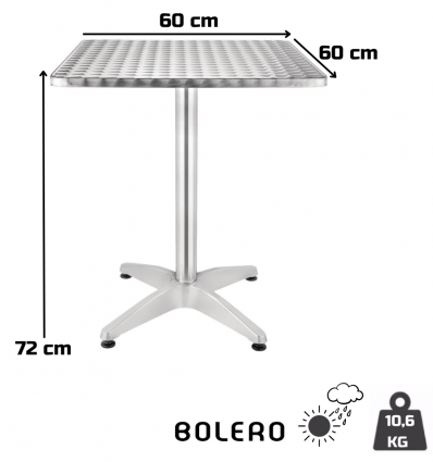 Table bistrot carrée aluminium extérieur