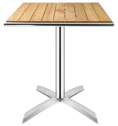 Table bistrot en aluminium et frêne carrée extérieur
