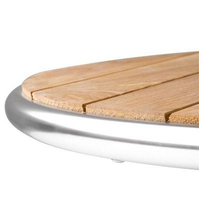 Table bistrot extérieur aluminium et frêne ronde