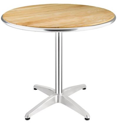 Table bistrot extérieur aluminium et frêne ronde