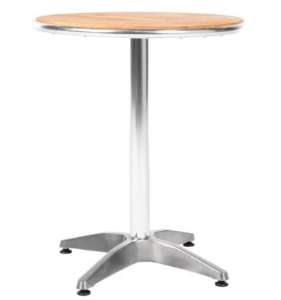 Table bistrot extérieur aluminium et frêne ronde