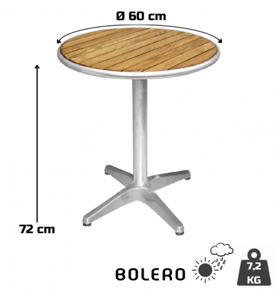 Table bistrot extérieur aluminium et frêne ronde
