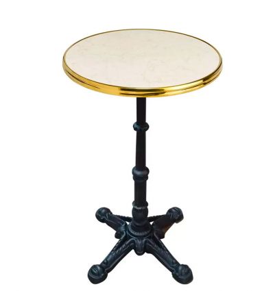 Table bistrot ronde effet marbre usage extérieur