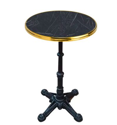 Table bistrot ronde effet marbre usage extérieur