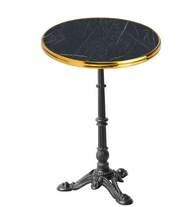 Table bistrot ronde effet marbre usage extérieur