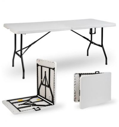 Table blanche pliante en valise rectangulaire
